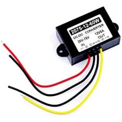 KNACRO DC Converter DC 24V 36V 48V 60V 20-75V to DC 12V 5A 60W Car Power Converter Waterproof Shockproof Dustproof Suitable for Car Audio, Monitoring Equipment, Display, Electric Fan, Motor, etc