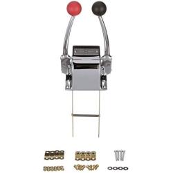 Seachoice Twin Lever Control, Chrome-Plated Brass, Red and Black Knobs, 8-5/16 In. Tall