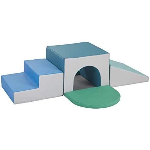 FDP SoftScape Single Tunnel Play Foam Climber Plus, Beginner Toddler Soft Structure for Active Playtime (5-Piece Set) - Contemporary