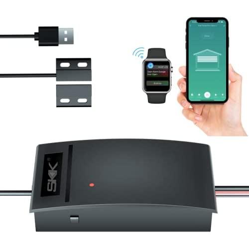 SKK Smart Garage Door Control, Wireless Garage Door Opener Remote, APP Control, Compatible with Alexa, Siri, Google Assistant, Multiple Notification Modes, No Hub Needed (Black W1)
