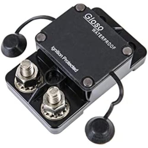GLOSO E9A Waterproof Breaker Auto Reset For Car Truck RV Automotive Marine Boat Trolling motor & Custom Wiring Audio battery protection (T1) Side by Side Stud IP67 Hi-Amp Circuit Breaker (90A)