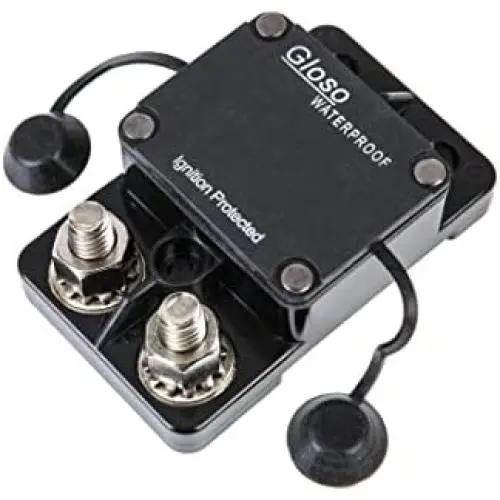 GLOSO E9A Waterproof Breaker Auto Reset For Car Truck RV Automotive Marine Boat Trolling motor & Custom Wiring Audio battery protection (T1) Side by Side Stud IP67 Hi-Amp Circuit Breaker (90A)