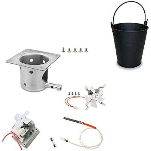 GRISUN Fire Burn Pot, Hot Rod Ignitor, Auger Motor and Grill Induction Fan Kit Replacement Parts Wood Pellet Grill Drip Grease Bucket