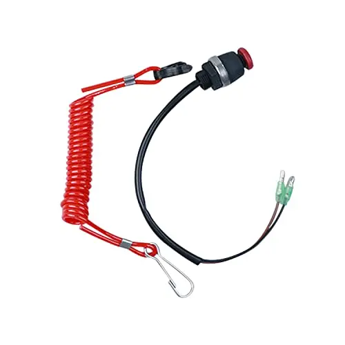 Interrupteur de sécurité Stop d'urgence pour moteur hors-bord Tohatsu Marine - Lanyard de sécurité pour bateaux Interrupteur de sécurité Stop d'urgence pour moteur hors-bord Tohatsu Marine - Lanyard de sécurité pour bateaux