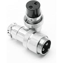 Eilumduo 2 Sets Aviation Connector 2P 10A GX20-2 Waterproof Metal Male Female Wire Panel Power Chassis Fittings Connector Aviation Plug Silve