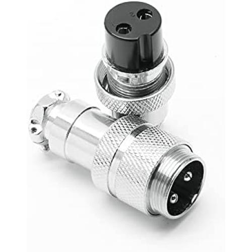 Eilumduo 2 Sets Aviation Connector 2P 10A GX20-2 Waterproof Metal Male Female Wire Panel Power Chassis Fittings Connector Aviation Plug Silve