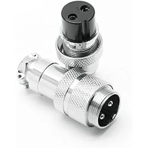 Eilumduo 2 Sets Aviation Connector 2P 10A GX20-2 Waterproof Metal Male Female Wire Panel Power Chassis Fittings Connector Aviation Plug Silve