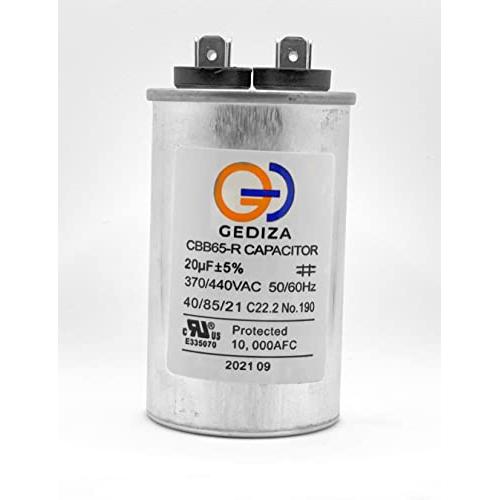 GEDIZA 20 uF 20 MFD ±5% 370/440V Dual Run Round Capacitor for HEVAC, A/C for Condenser Straight Cool or AC Motor and Fan Starting or Heat Pump A/C, Pool Pumps. Model CBB65. Guaranteed to Last 5 Years