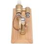 Omabeta Stirling Engine Motor Model, Multi Color LED Stainless Steel Rod Stirling Engine Motor Toy Thickened Glass Gold for Teaching Props