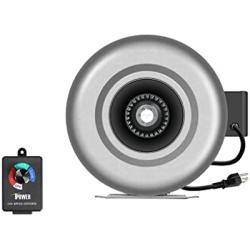 iPower GLFANXINLCTR6 6 Inch 442 CFM Duct Inline HVAC Exhaust Blower Ventilation Fan with Variable Speed Controller, 6