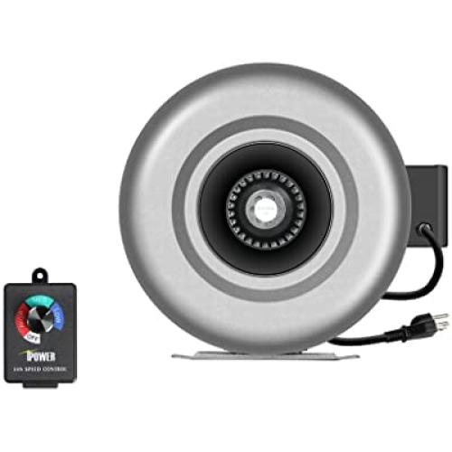 iPower GLFANXINLCTR6 6 Inch 442 CFM Duct Inline HVAC Exhaust Blower Ventilation Fan with Variable Speed Controller, 6