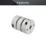Fielect 10mm to 10mm Bore L49xD39 2 Diaphragm Motor Wheel Flexible Coupling Joint Aluminium Alloy and Stainless Steel Silver