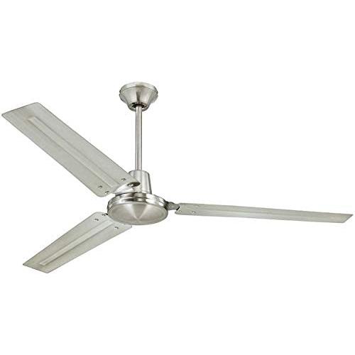 Ciata Lighting Garage Ceiling Fan, Shop Ceiling Fan, Commercial Ceiling Fan, Industrial 56 Inch Three Blade Indoor Ceiling Fan, with Steel Blades - Brushed Nickel