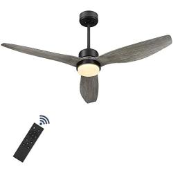 YOUKAIN Modern Ceiling Fan, 52 Inch Farmhouse Ceiling Fan with LED Light Kit, 3-Reversible Blades, Indoor/Outdoor, for Living room, Bedroom, Studyroom, Wooden Finish, 52-YJ359-WD