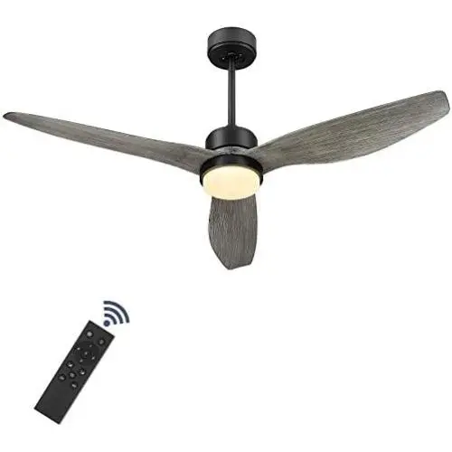 YOUKAIN Modern Ceiling Fan, 52 Inch Farmhouse Ceiling Fan with LED Light Kit, 3-Reversible Blades, Indoor/Outdoor, for Living room, Bedroom, Studyroom, Wooden Finish, 52-YJ359-WD