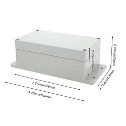 Erfo Junction Box ABS Plastic Universal Electrical Project Enclosure, IP65 Waterproof Dustproof DIY Electronic Case with Fixed Ear White (7.9 x 4.7 x 3 inch)