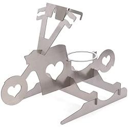 KF Ornament Motorcycle Beer Can Chicken Holder for Grill - Portable Bike Chicken Rack Sturdy Stainless Steel Chicken Roaster with Beer can Bottom Crossbar for Home Camping BBQ Use Grill Racks (Heart)