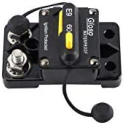 GLOSO E9C 60A Waterproof Auto Rese Breaker For Car Truck RV Automotive Marine Boat Trolling motor & Custom Wiring Audio battery protection Side by Side Stud IP67 Hi-Amp Circuit Breaker (60A)