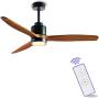 Quiet 52” Wood Ceiling Fans with Lights and Remote Moisture-proof Outdoor Ceiling Fan for Patios, 6 Speeds Ceiling Fan for Living Bedroom Kitchen, 3 Light Color, Timer Function, Reversible Motor