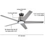 Noble Home Large LED Ceiling Fan with Light, 60 Inch | Dimmable Indoor/Outdoor Fixture with 6 Speed DC Motor | Contemporary 5 Blade Design with Downrod Mount, Graphite