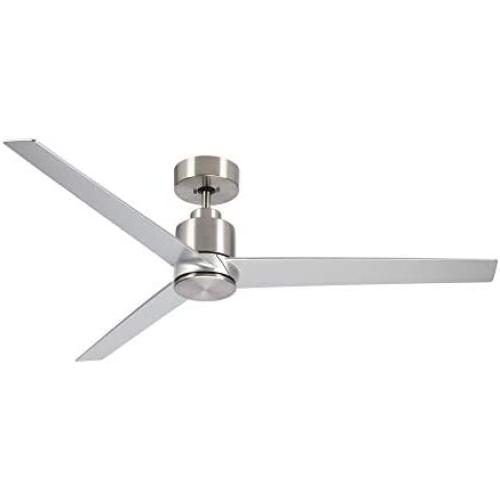 Noble Home Modern Industrial Ceiling Fan with Remote Control, 54 Inch | Quiet DC Motor with 6 Speeds | Contemporary 3 Blade Propeller Design | Downrod Included for Hanging, Brushed Nickel