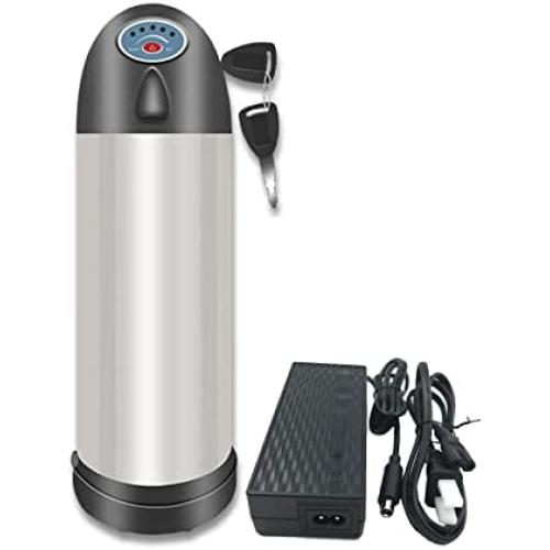 Jieoto 24V 36V 48V E-Bike Water Bottle Battery Waterproof Li-ion Battery Pack Fits for 200W 250W 400W 500W 750W 1000W E-Bike Motors with Charger and T Output Line