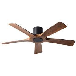 Aviator Smart Indoor and Outdoor 5-Blade Flush Mount Ceiling Fan 54in Matte Black Distressed Koa with Remote Control (Light Kit Sold Separately) works with Alexa, Google Assistant, Samsung Things, and iOS or Android App