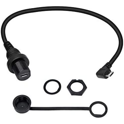 CERRXIAN 30cm Left Angle Micro USB Mount Extension Dash Flush Cable for Car, Boat, Motorcycle, Truck Dashboard(L-Micro)