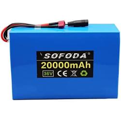 Jieoto 36V E-Bike Lithium Battery 18650 Rechargeable Battery Pack with 42V 2A Charger+ Voltage Display Fit for Electric Bicycle Scooter Electric Tools Tricycles 200W-750W Motor