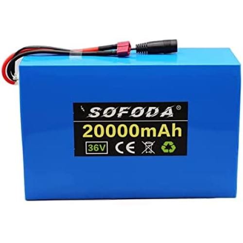 Jieoto 36V E-Bike Lithium Battery 18650 Rechargeable Battery Pack with 42V 2A Charger+ Voltage Display Fit for Electric Bicycle Scooter Electric Tools Tricycles 200W-750W Motor
