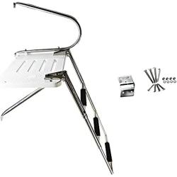 Marine City Stainless Steel 3 Step O/B Swim Platform Ladder Harbour Mate Telescoping Boat Ladder Electro-Polished Rails with 3 Anti-Slip Footsteps with Fine Finish for Boats, Ships