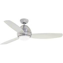 Metal Ceiling Fan with Lights | Modern Dimmable Fixture with Remote Control | Brushed Steel 3 Blade Propeller Design with No-Light Option | Downrod Included for Hanging, 52 Inch