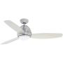 Metal Ceiling Fan with Lights | Modern Dimmable Fixture with Remote Control | Brushed Steel 3 Blade Propeller Design with No-Light Option | Downrod Included for Hanging, 52 Inch