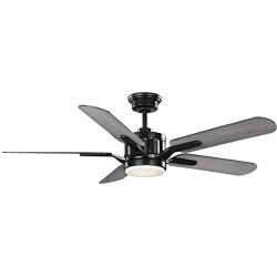 Claret Collection 5-Blade Reversible Distressed Ebony/Grey Weathered Wood 54-Inch DC Motor LED Transitional Ceiling Fan