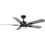 Claret Collection 5-Blade Reversible Distressed Ebony/Grey Weathered Wood 54-Inch DC Motor LED Transitional Ceiling Fan