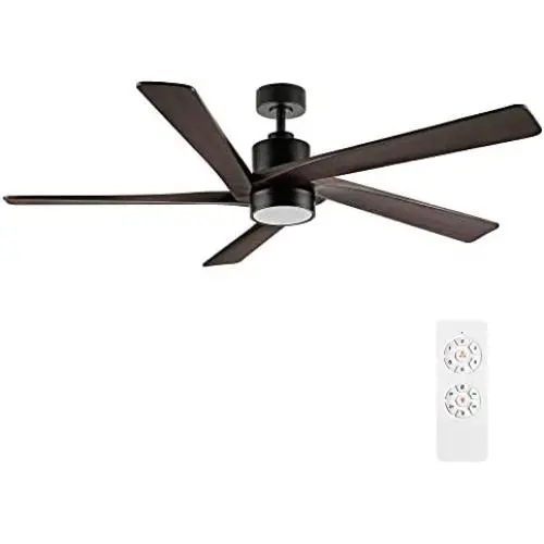 Vent de plafond WINGBO de 64 pouces avec lumière et télécommande, 5 pales en bois sculpté réversible, moteur DC sans bruit à 6 vitesses, ventilateur de plafond moderne finition noire mate avec pales en noyer, certifié ETL Vent de plafond WINGBO de 64 pouces avec lumière et télécommande, 5 pales en bois sculpté réversible, moteur DC sans bruit à 6 vitesses, ventilateur de plafond moderne finition noire mate avec pales en noyer, certifié ETL