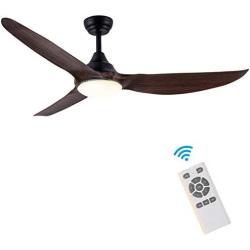 CJOY Ceiling Fan with Lights and Remote, 58 Inch DC Quit Motor Modern Ceiling Fan with 3 Reversible Blades, Adjustable Color Temperature, for Living Room, Bedroom, Dark Brown