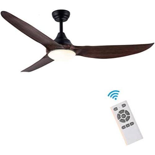 CJOY Ceiling Fan with Lights and Remote, 58 Inch DC Quit Motor Modern Ceiling Fan with 3 Reversible Blades, Adjustable Color Temperature, for Living Room, Bedroom, Dark Brown