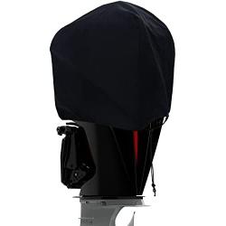 DURCOVER Outboard Motor Half Cover, Waterproof Oxford Fabric, Boat Motor Cover Half Outboard Cover, Universal Boat Engine Cover Fits up to 100-225HP Black