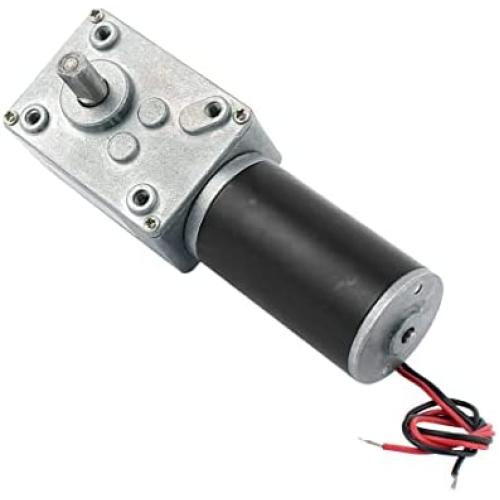 sourcing map Worm Geared Motor DC 12V 60RPM 8mmx15mm Dual D-Shape Shaft Electric Power Turbo Silver Tone