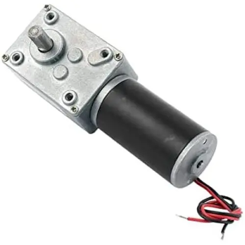 sourcing map Worm Geared Motor DC 12V 60RPM 8mmx15mm Dual D-Shape Shaft Electric Power Turbo Silver Tone