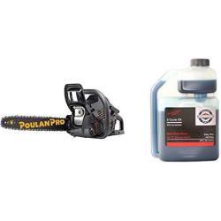Poulan Pro PR4218, 18 in. 42cc 2-Cycle Gas Chainsaw, Case Included & Briggs & Stratton 2-Cycle Easy Mix Motor Oil - 16 Oz. 100036