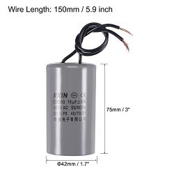 uxcell CBB60 Run Capacitor 18uF 450V AC 2 Wires 50/60Hz Cylinder 75x42mm for Air Compressor Water Pump Motor