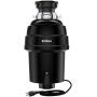 Kraus KWD100-100MBL WasteGuard 1 HP Continuous Feed Garbage Disposal with Ultra-Quiet Motor for Kitchen Sinks with Power Cord and Flange Included, 16 1/2 inch, Black