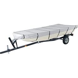 WFLNHB 600D Marine Grade Heavy Duty Trailerable Boat Cover Replacement for Jon Boat-Grey