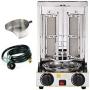 Royali Shawarma Gyro Tacos Al Pastor Doner Grill Small Home Machine Vertical Rotisserie Set of 3 Machine Meat Catcher (Catch Pan) and Propane Hose with Regulator