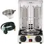 Royali Shawarma Gyro Tacos Al Pastor Doner Grill Small Home Machine Vertical Rotisserie Set of 3 Machine Meat Catcher (Catch Pan) and Propane Hose with Regulator