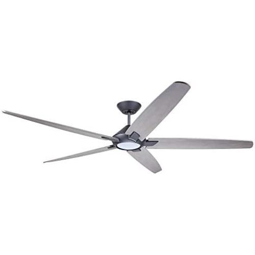 Luminance Dorian Eco 72 Inch Ceiling Fan with Light | Dimmable LED Fixture with Premium DC Motor | 6-Speed Wall Control with Gray Solid Wood Blades with and Downrod Mount, Graphite