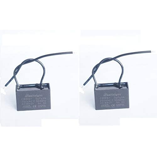 BVPOW 5 MFD uF 250V Withstand Voltage Ceiling Fan Wall Fan Desk Fan Bath fan CBB61 Motor Run Capacitor 2 Pack