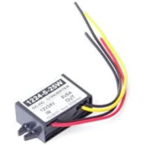 KNACRO DC-DC Buck Converter DC 12V 24V (8-28V) to DC 5V 5A 25W Car Power Converter Waterproof Shockproof Dustproof Suitable for Car Audio, Monitoring Equipment, Display, Electric Fan, Motor, etc.